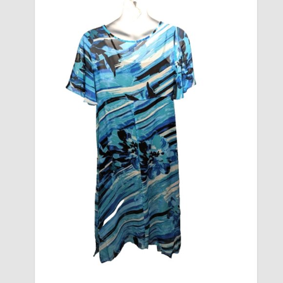 NWT Ave Studio Marina Floral Chiffon Lined Short Flutter Sleeve Dress Sz 18 - Picture 3 of 3